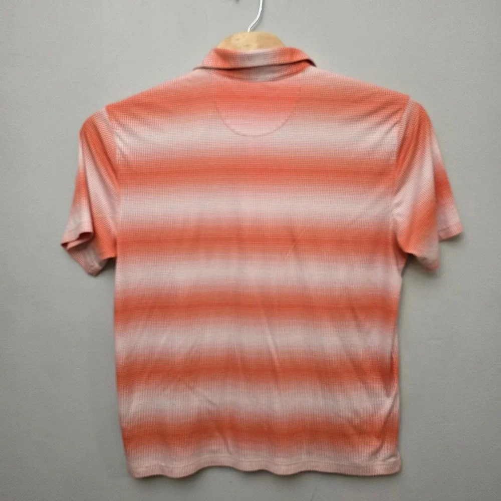 Greg Norman Polo Shirt Mens XL Orange Striped‎ Pima Cotton Golf Athletic